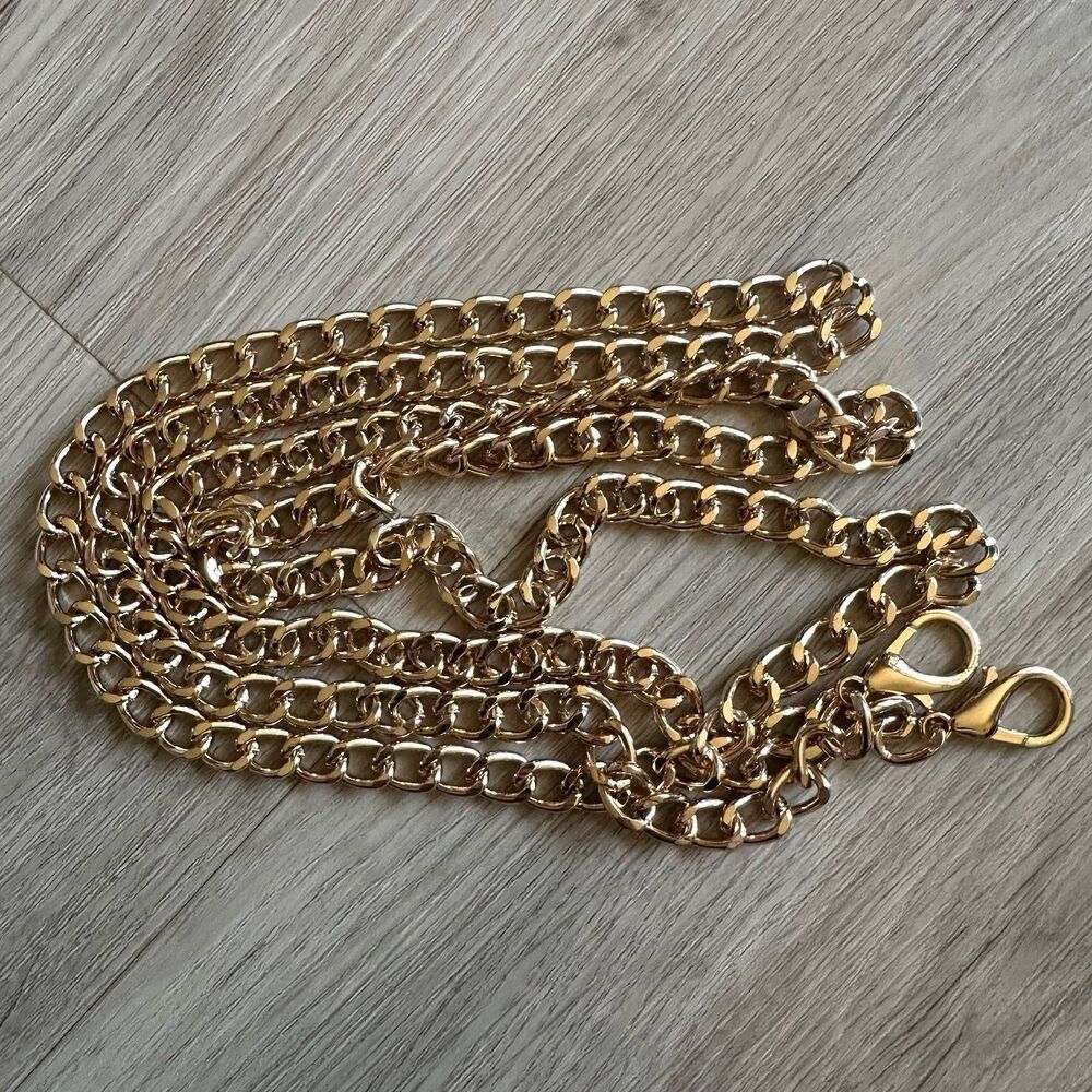 Chunky Gold Chain Link Purse Crossbody Bag Strap 26” Drop - Picture 3 of 4